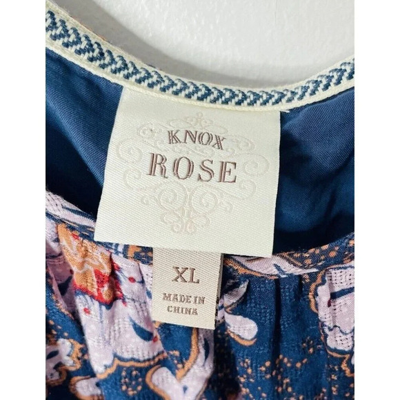 Knox Rose Dress XL Maxi Floral Cottagecore Boho Tiered Flowy Lagenlook Thin Knit - Picture 4 of 9